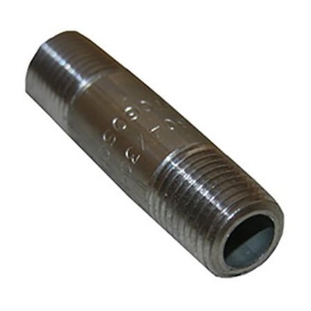 Larsen Supply Co Stainless Steel Pipe Nipple, 1/4 in x 4 in, Type 304, 150 lb, Male Threaded, Lead-Free 32-1611